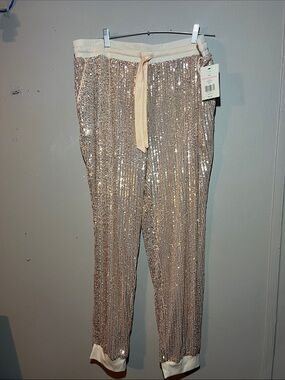 The Limited Rose Gold Sequin Jogger Pants